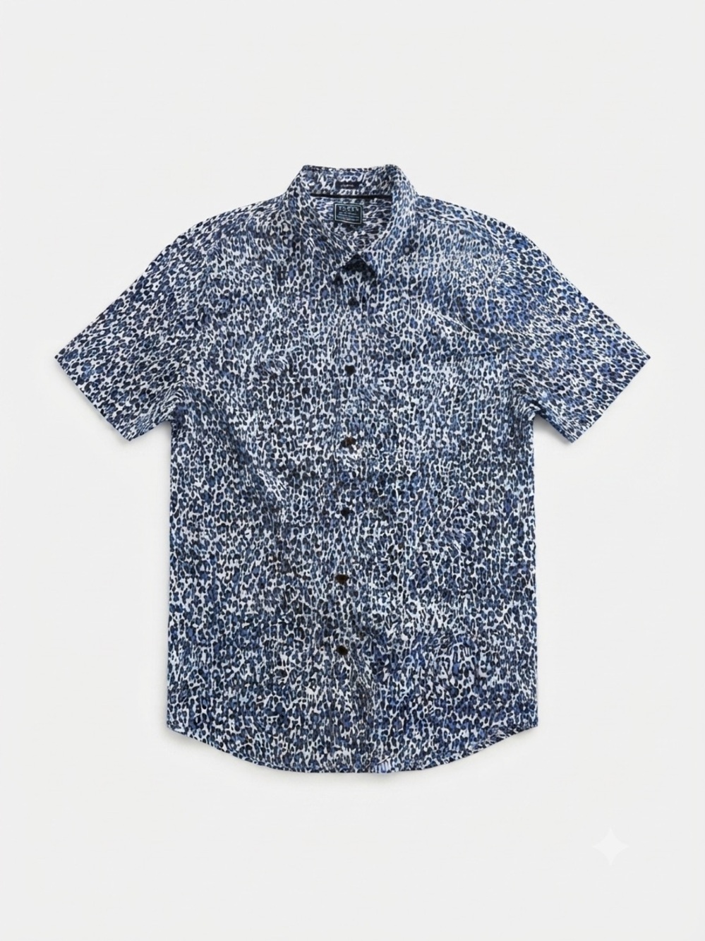 Guess Los Angeles Blue Leopard Animal Print Shirt Men Size M Slim Fit Casual